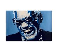 Poster Ray Charles sur toile - Décoration pour chambre à coucher, bureau, chambre - Cadeau sans cadre - 20 x 30 cm