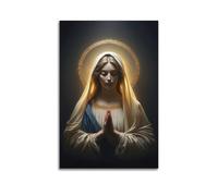 Poster religion chrétienne Jésus, affiche de la Sainte Beauté Vierge Marie en prière - Poster décoratif sur toile pour décoration de chambre à coucher - Impression artistique familiale moderne (50 x