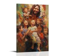 Poster religion Jésus et la chambre des enfants - Décoration murale moderne esthétique - Cadeau pour ami - Cadre de lit - 60 x 90 cm