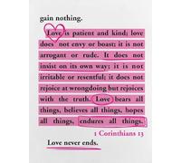 poster Religious Home Decor Poster, 1 Corinthians 13 Love Never Fails Scripture Wall Art, Christian Gift for Her, Bedroom & Nursery Room Decor(Unframed,08x12inch(20x30cm))