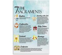 poster Religious Wall Art: The Seven Sacraments - Catholic Christian Biblical Printable Poster for Bedroom, Office, Church Interior Decor(Unframed,16x24inch(40x60cm))