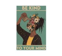 Poster rétro « Be Kind To Your Mind » sur toile pour décoration de chambre à coucher, bureau, chambre, cadeau 40 x 60 cm
