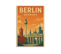 Poster rétro Berlin Landmark Allemagne - Art mural moderne - Impression sur toile - Décoration esthétique - 40 x 60 cm - Style sans cadre