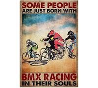 Poster rétro « Bicycle Race » « Ome Men Are Just Born With Bmx Racing In Theirouls Retro Iron Paing Ign People Cave Café Family Garage Ation Vintage Decor Poster mural en métal 20,3 x 30,5 cm