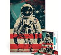 Poster rétro d'astronaute, Puzzle de 1000 pièces pour Adolescents, Jeu de logique Stimulant, Divertissement d'intérieur, Bords de qualité supérieure, Cadeau mémorable (38x52cm)