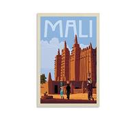 Poster rétro de la République de Mali - Peinture décorative sur toile - Poster mural et art - Décoration moderne pour chambre à coucher - 20 x 30 cm