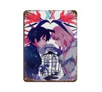 Poster rétro en métal avec dessin animé japonais Darling in The FRANXX Zero Two And Hiro 14 - Décoration murale - 30 x 40 cm