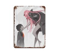Poster rétro en métal avec dessin animé japonais Darling in The Franxx Zero Two And Hiro 9 - Décoration murale - 30 x 40 cm