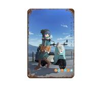 Poster rétro en métal avec dessin animé japonais Laid-Back Camp 8 - Décoration murale - 20 x 30 cm