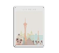 Poster rétro en métal avec horizon de Las Vegas - Décoration murale - 30 x 40 cm