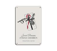 Poster rétro en métal avec inscription « Christmas Tree Farm Sweet Dreams of Holly & Ribbon » - Décoration murale - 20 x 30 cm