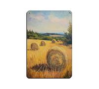 Poster rétro en métal avec inscription « Hay Bales » - Décoration murale - 20 x 30 cm