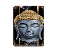 Poster rétro en métal avec inscription « Radiant Buddha Tranquility Path » - Décoration murale - 30 x 40 cm