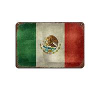 Poster rétro en métal avec inscription « The Flag of Mexico Is A Vertical Tricolor of Green », « Whi » - Décoration murale - 20 x 30 cm