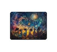 Poster rétro en métal « Dancing Maypole Under The Stars » - Décoration murale - 30 x 40 cm