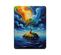 Poster rétro en métal motif Beacon of Hope, Island - Décoration murale - 30 x 40 cm