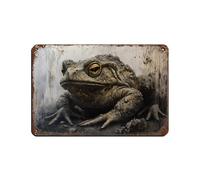 Poster rétro en métal représentant un crapaud féroce - Décoration murale - 20 x 30 cm