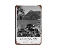 Poster rétro en métal sur le lac de Côme (3) - Décoration murale - 20 x 30 cm