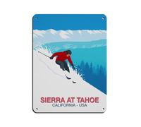 Poster rétro en métal sur le lac Tahoe Sierra Ski - Décoration murale - 30 x 40 cm