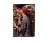 Poster rétro en métal « The Soul of The Rose » de John William Waterhouse - Décoration murale - 20 x 30 cm