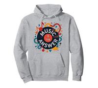 Poster rétro en Vinyle Music is The Answer Sweat à Capuche, Unisexe pour Adultes, Gris Chiné, L
