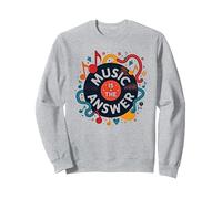 Poster rétro en Vinyle Music is The Answer Sweatshirt, Unisexe pour Adultes, Gris Chiné, S