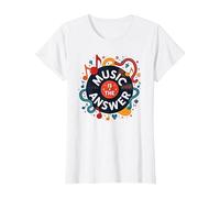 Poster rétro en Vinyle Music is The Answer T-Shirt, Femme, Blanc, L
