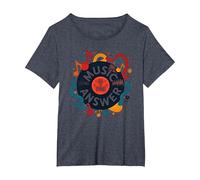 Poster rétro en Vinyle Music is The Answer T-Shirt, Femme Grandes Tailles, Bleu Chiné, 5X