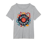 Poster rétro en Vinyle Music is The Answer T-Shirt, Femme Grandes Tailles, Gris Chiné, 1X
