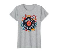 Poster rétro en Vinyle Music is The Answer T-Shirt, Femme, Gris Chiné, 3XL