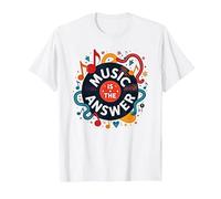 Poster rétro en Vinyle Music is The Answer T-Shirt, Homme, Blanc, 5XL