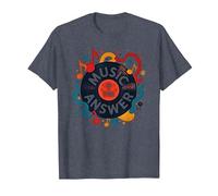 Poster rétro en Vinyle Music is The Answer T-Shirt, Homme, Bleu Chiné, 4XL