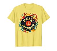 Poster rétro en Vinyle Music is The Answer T-Shirt, Homme, Citron, L