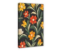Poster rétro imprimé floral sur toile pour chambre à coucher, bureau, chambre, cadeau 60 x 90 cm
