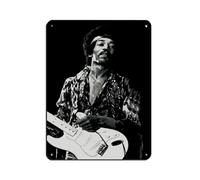 Poster rétro Jimi Hendrix 08 en métal - Décoration murale - 30 x 40 cm