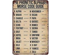 Poster rétro Newthe Phonetic Alphabe Code Morse en aluminium Vintage Decor Art Mural Decor Affiche Affiche en métal 20,3 x 30,5 cm