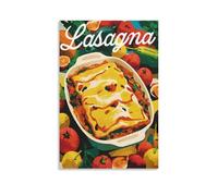 Poster rétro sur toile de cuisine italienne de lasagnes, affiche de restaurant, cuisine, salle à manger, décoration murale pour salon, chambre à coucher, 20,3 x 30,5 cm (20 x 76,2 cm)