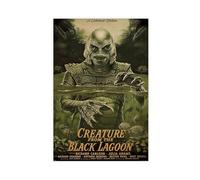 Poster rétro sur toile de film d'horreur fantôme noir - Décoration de chambre à coucher, bureau, chambre - Cadeau - 20 x 30 cm