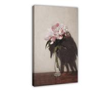 Poster rétro sur toile pivoine rose pour décoration de chambre à coucher, bureau, chambre, cadeau 60 x 90 cm