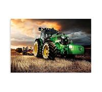 Poster rétro sur toile représentant un tracteur John Deere - Décoration de chambre à coucher, bureau, chambre - Cadeau sans cadre - 60 x 90 cm