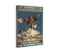 Poster rétro « They Whispered to Her You Cannot Withstand The Storm I Am The Storm She Whispered Back » - Art mural imprimé libellule - Cadre : 30,5 x 45,7 cm (30 x