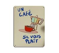 Poster rétro « Un Cafe Sil Vous Plait Prin » - Décoration murale - 30 x 40 cm