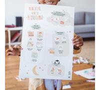 Poster rituel du coucher | Aidez votre enfant à adopter une routine du coucher apaisante | 1 affiche déco | Encourage l’autonomie | Renforce les liens parents-enfants | Facilite le retour au calme