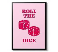 Poster Roll the Dice - Typographie moderne - Lettrage minimaliste - Art mural élégant pour la maison - Idée cadeau - Mat d'archivage - A4 (encadré) - 29,7 x 21 cm