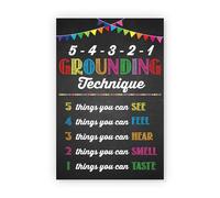 poster School Counselor Poster Grounding Techniques Mental Health Therapy Tool for Counseling Office Classroom Wall Art(Framed,12x18inch(30x45cm))