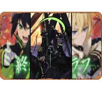Poster Shinoa Hīragi, Yūichirō Hyakuya, Mikaela Hyakuya, Shihō Kimizuki, Yoichi Saotome, Mitsuba Sangū, Seraph Of The End - Décoration murale rétro en métal - 20,3 x 30,5 cm