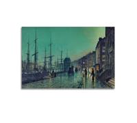 Poster « Shipping on The Clyde » par John Atkinson Grimshaw - Impression sur toile - Décoration d'intérieur - 60 x 90 cm