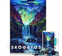 Poster Skogafoss, Puzzle de 1000 pièces pour Adultes et Adolescents, amélioration de la mémoire, détente et légèreté, découpe Nette, Joli Cadeau 38x26cm