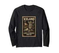 Poster Souvenir de Voyage Vintage des Vikings d'Islande Manche Longue