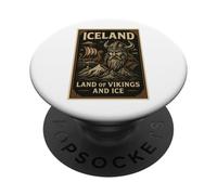 Poster Souvenir de Voyage Vintage des Vikings d'Islande PopSockets PopGrip Adhésif